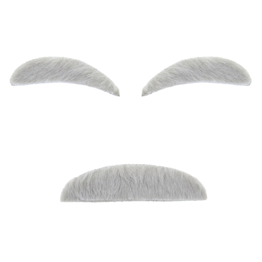 Zac's Alter Ego - Old Man/Grandpa Wenkbrauwen en snor set Moustache - Gris